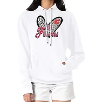 Women's G-III 4Her by Carl Banks White Calgary Flames Animal Print Heart Fleece Pullover Hoodie