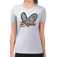 Women's G-III 4Her by Carl Banks  Heather Gray Boston Bruins Super-Slim Fit Lightweight Animal Print Heart T-Shirt
