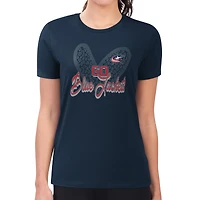 Women's G-III 4Her by Carl Banks  Navy Columbus Blue Jackets Super-Slim Fit Lightweight Animal Print Heart T-Shirt