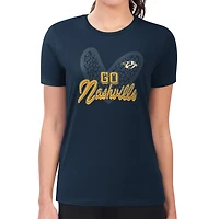 Women's G-III 4Her by Carl Banks  Navy Nashville Predators Super-Slim Fit Lightweight Animal Print Heart T-Shirt