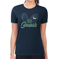 Women's G-III 4Her by Carl Banks  Navy Vancouver Canucks Super-Slim Fit Lightweight Animal Print Heart T-Shirt
