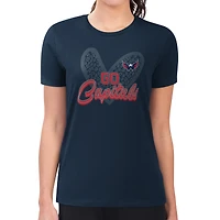 Women's G-III 4Her by Carl Banks  Navy Washington Capitals Super-Slim Fit Lightweight Animal Print Heart T-Shirt