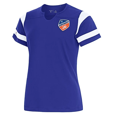 Women's Antigua Royal FC Cincinnati Encounter Notch Neck T-Shirt