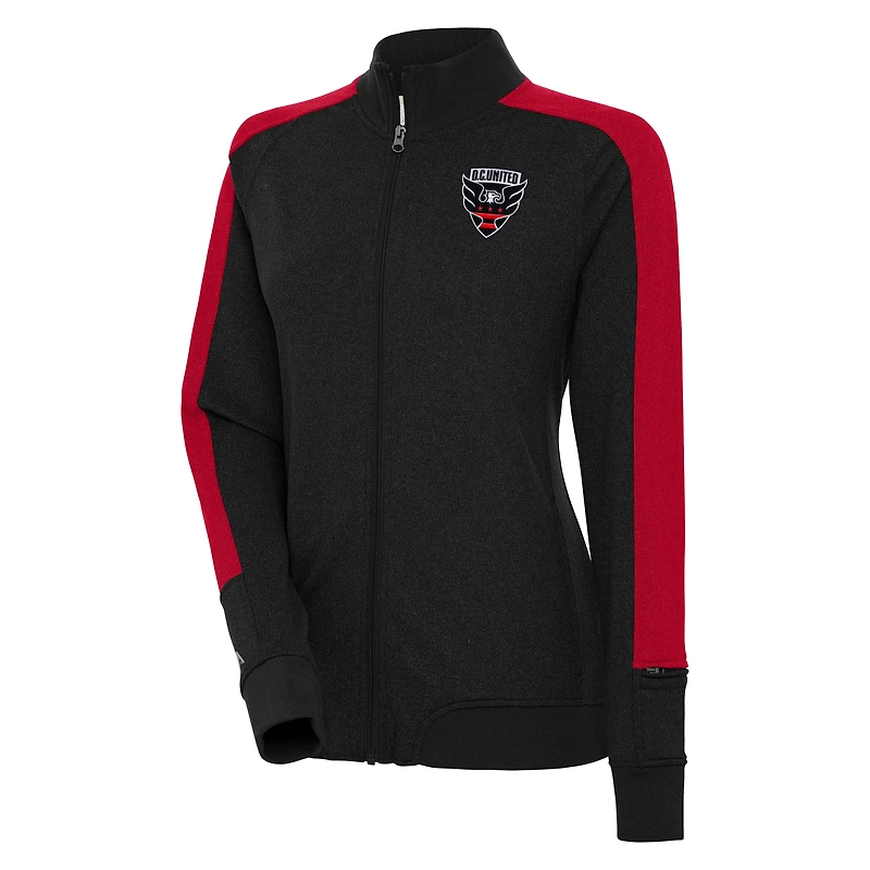 Women's Antigua Black D.C. United Strike Anthem Full-Zip Jacket