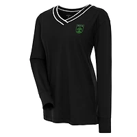 Women's Antigua Black Austin FC Symbolic V-Neck Long Sleeve T-Shirt
