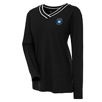 Women's Antigua Black Charlotte FC Symbolic V-Neck Long Sleeve T-Shirt