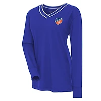 Women's Antigua Blue FC Cincinnati Symbolic V-Neck Long Sleeve T-Shirt