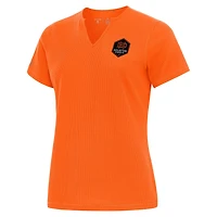 Women's Antigua Orange Houston Dynamo FC Traveler Notch Neck T-Shirt