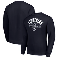 Men's Starter Navy Tampa Bay Lightning Stick And Puck Logo Fleece Pullover Sweatshirt