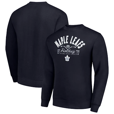 Men's Starter Navy Toronto Maple Leafs Stick And Puck Logo Fleece Pullover Sweatshirt