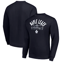 Men's Starter Navy Toronto Maple Leafs Stick And Puck Logo Fleece Pullover Sweatshirt