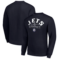 Men's Starter Navy Winnipeg Jets Stick And Puck Logo Fleece Pullover Sweatshirt