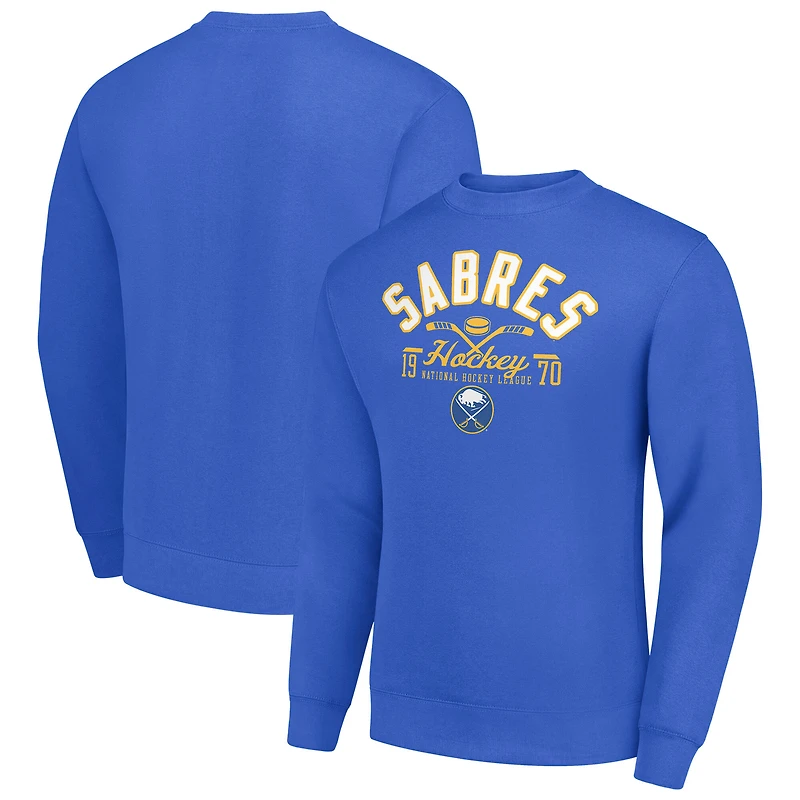 Men's Starter Royal Buffalo Sabres Stick And Puck Logo Fleece Pullover Sweatshirt