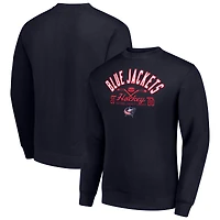 Men's Starter Navy Columbus Blue Jackets Stick And Puck Logo Fleece Pullover Sweatshirt