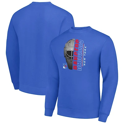 Men's Starter  Royal New York Rangers Half Helmet Team Logo Pullover Sweatshirt