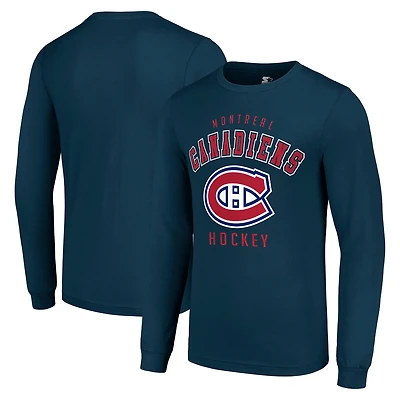 Men's Starter Navy Montreal Canadiens Logo Long Sleeve T-Shirt