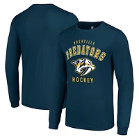 Men's Starter Navy Nashville Predators Logo Long Sleeve T-Shirt