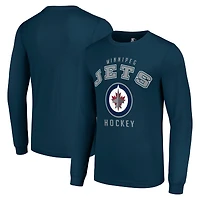 Men's Starter Navy Winnipeg Jets Logo Long Sleeve T-Shirt