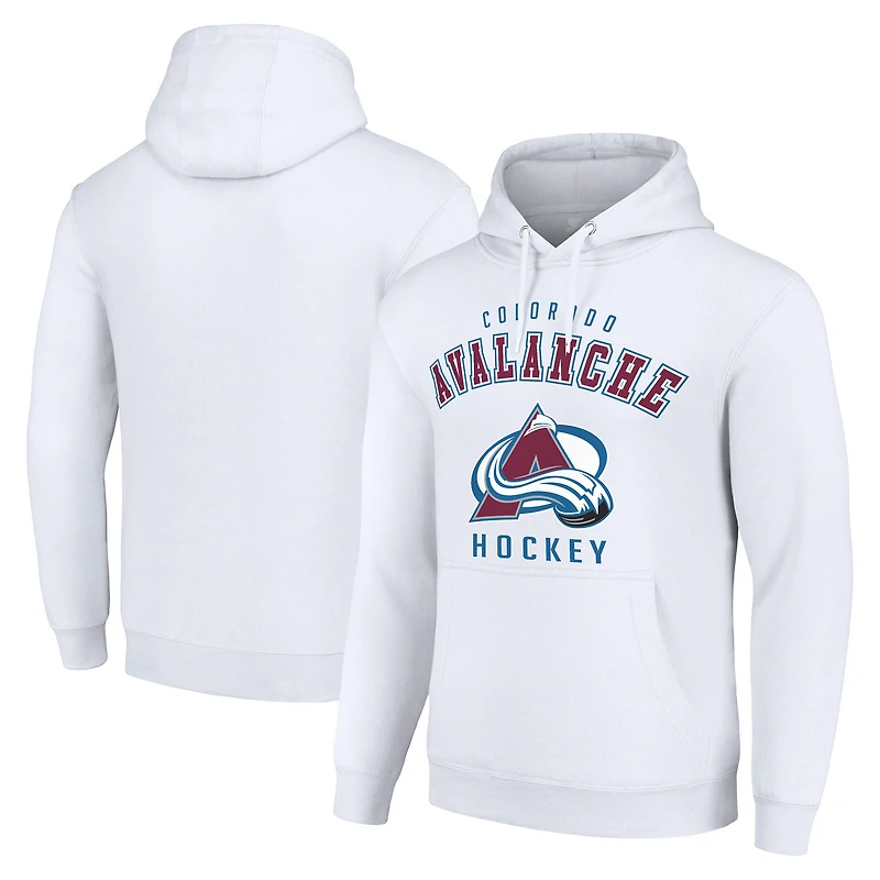 Men's Starter White Colorado Avalanche  Logo Pullover Hoodie