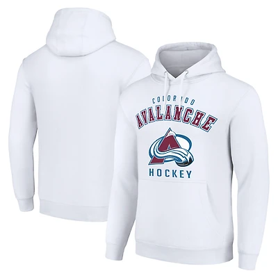Men's Starter White Colorado Avalanche  Logo Pullover Hoodie