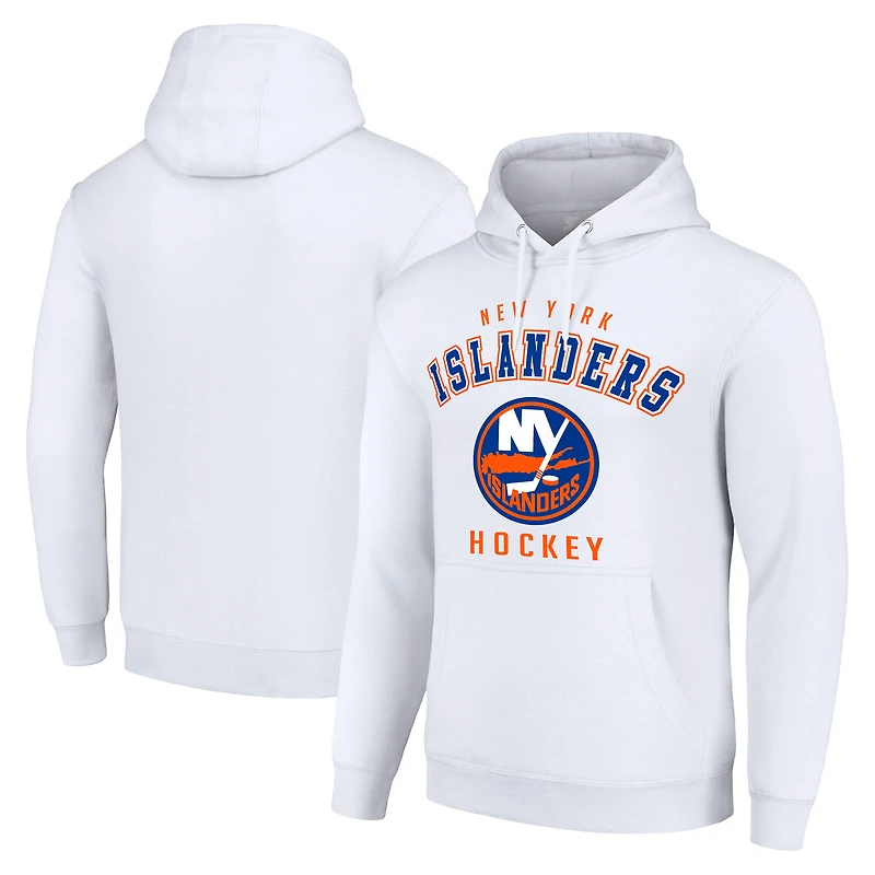 Men's Starter White New York Islanders Logo Pullover Hoodie