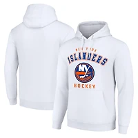 Men's Starter White New York Islanders  Logo Pullover Hoodie