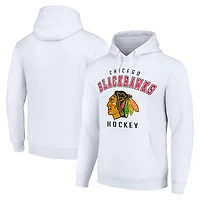 Men's Starter White Chicago Blackhawks  Logo Pullover Hoodie