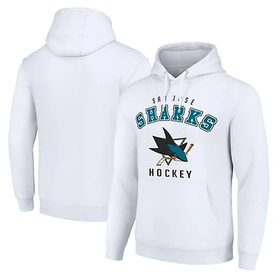 Men's Starter White San Jose Sharks  Logo Pullover Hoodie