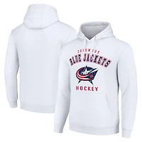Men's Starter White Columbus Blue Jackets  Logo Pullover Hoodie
