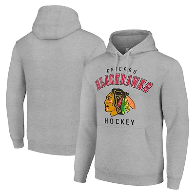 Men's Starter Heather Gray Chicago Blackhawks Logo Pullover Hoodie