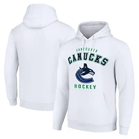Men's Starter White Vancouver Canucks  Logo Pullover Hoodie