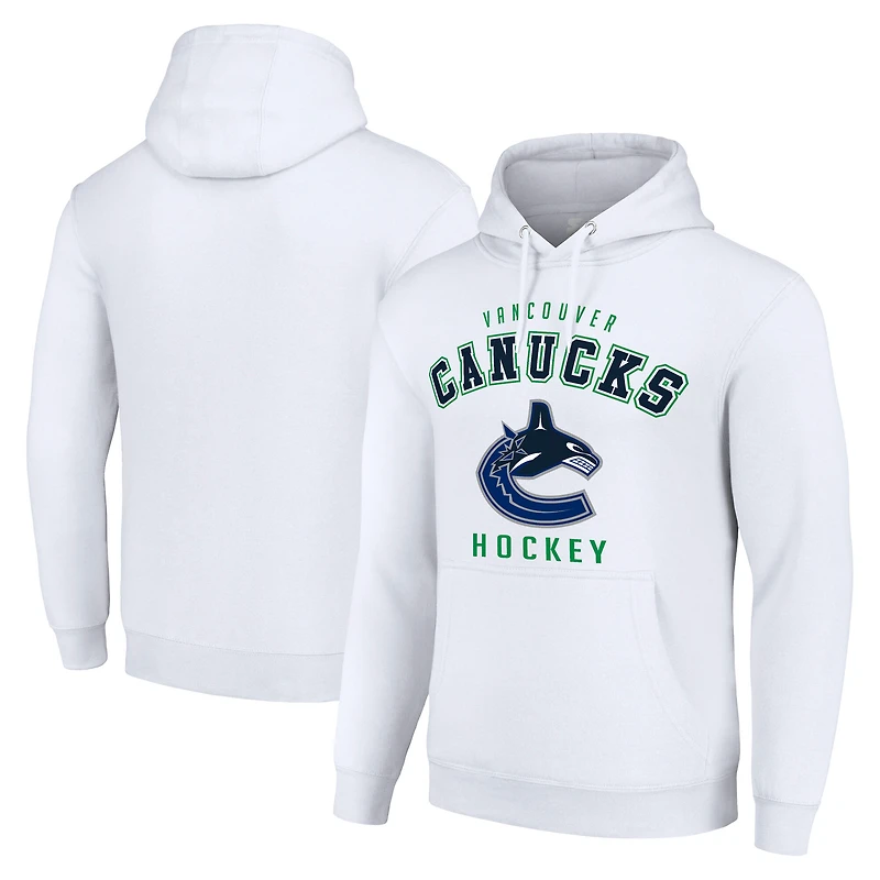 Men's Starter White Vancouver Canucks Logo Pullover Hoodie