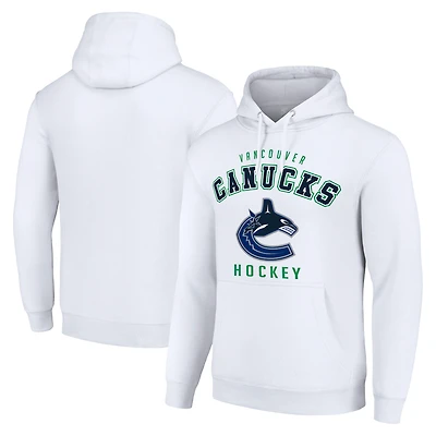 Men's Starter White Vancouver Canucks Logo Pullover Hoodie