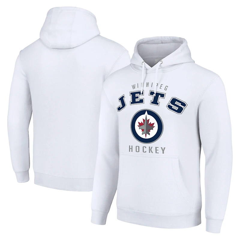 Men's Starter White Winnipeg Jets Logo Pullover Hoodie