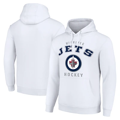 Men's Starter White Winnipeg Jets Logo Pullover Hoodie