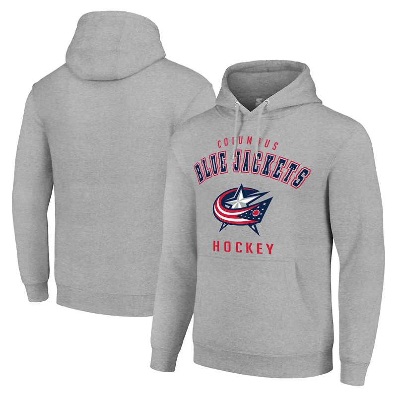 Men's Starter Heather Gray Columbus Blue Jackets Logo Pullover Hoodie