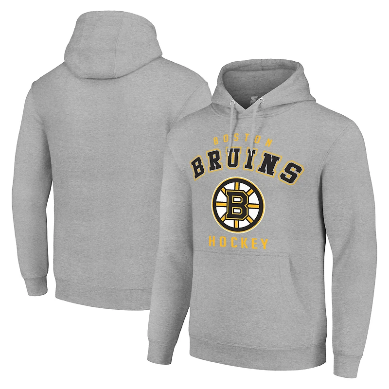 Men's Starter Heather Gray Boston Bruins Logo Pullover Hoodie