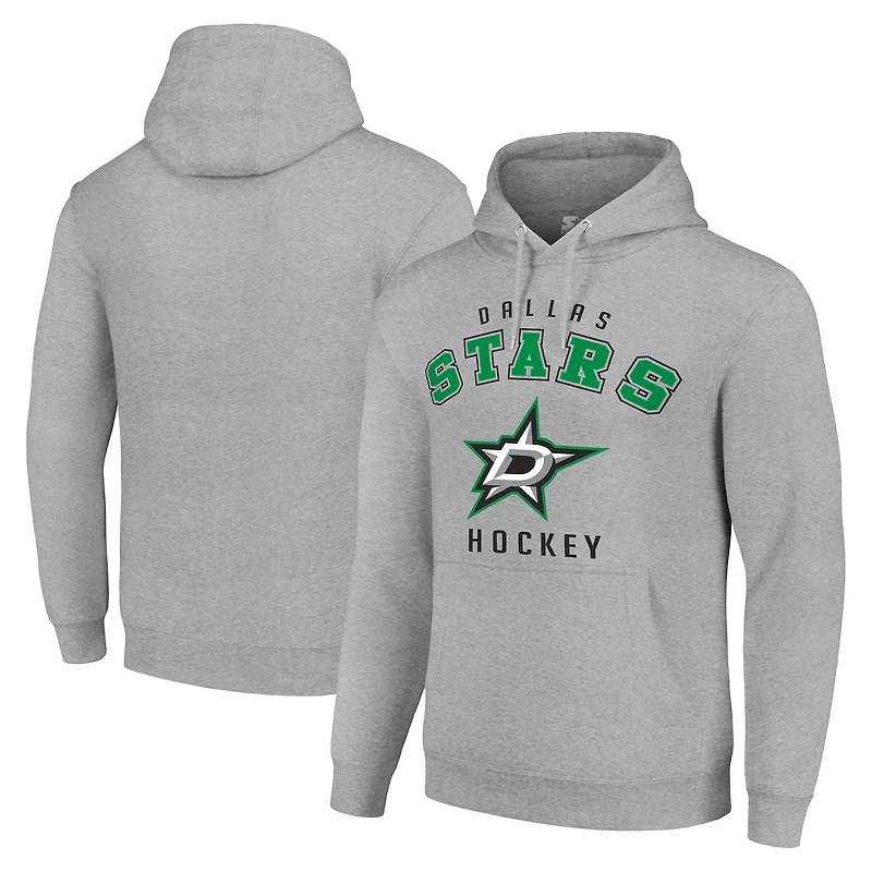 Men's Starter Heather Gray Dallas Stars Logo Pullover Hoodie