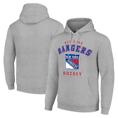 Men's Starter Heather Gray New York Rangers Logo Pullover Hoodie