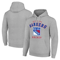 Men's Starter Heather Gray New York Rangers  Logo Pullover Hoodie