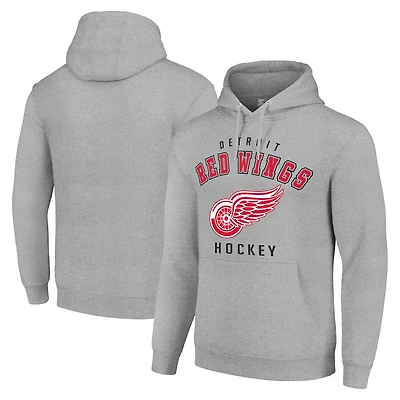 Men's Starter Heather Gray Detroit Red Wings  Logo Pullover Hoodie