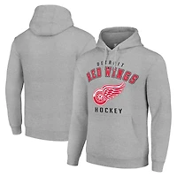 Men's Starter Heather Gray Detroit Red Wings  Logo Pullover Hoodie