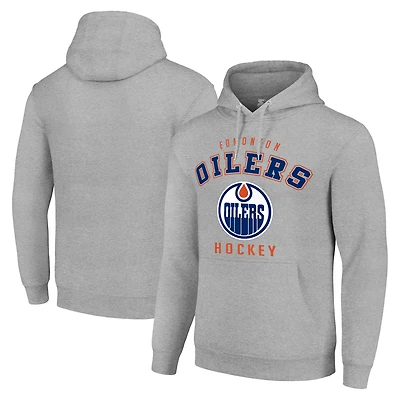 Men's Starter Heather Gray Edmonton Oilers Logo Pullover Hoodie