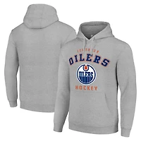 Men's Starter Heather Gray Edmonton Oilers  Logo Pullover Hoodie