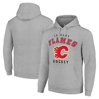 Men's Starter Heather Gray Calgary Flames  Logo Pullover Hoodie