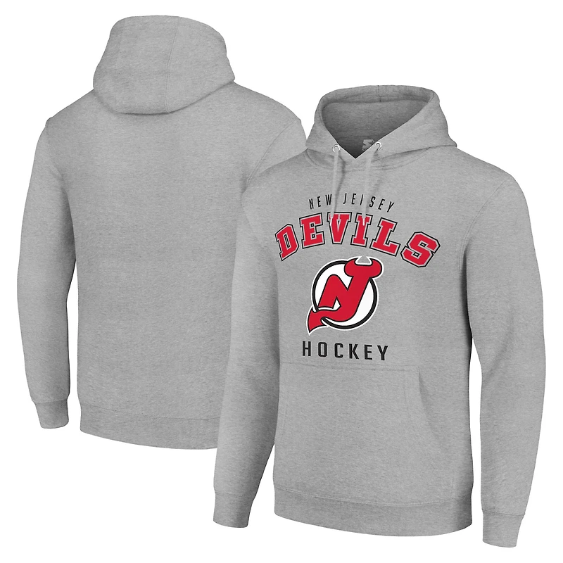Men's Starter Heather Gray New Jersey Devils  Logo Pullover Hoodie