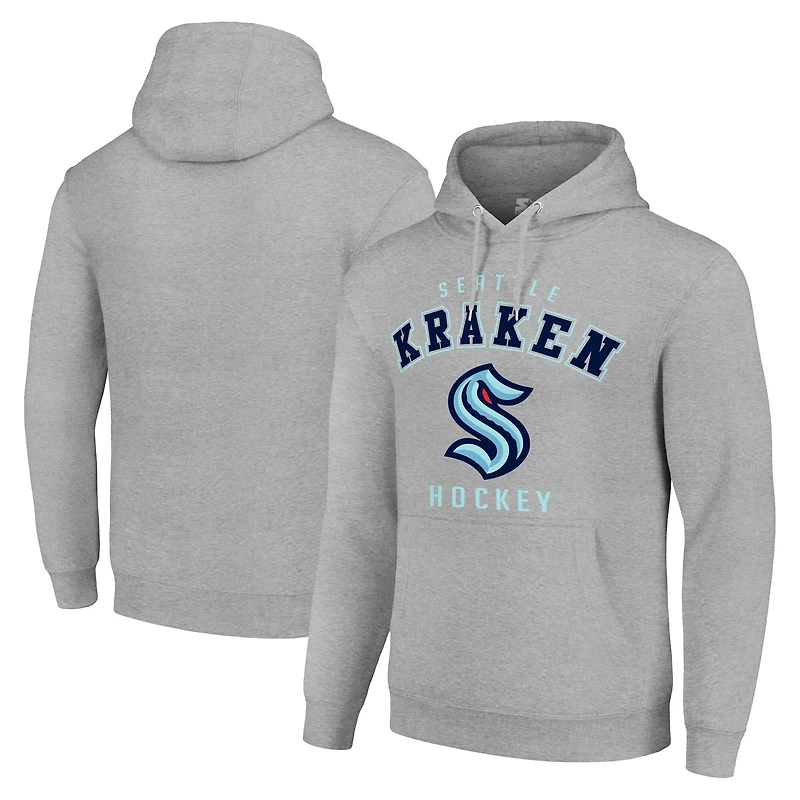Men's Starter Heather Gray Seattle Kraken Logo Pullover Hoodie