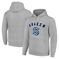 Men's Starter Heather Gray Seattle Kraken  Logo Pullover Hoodie