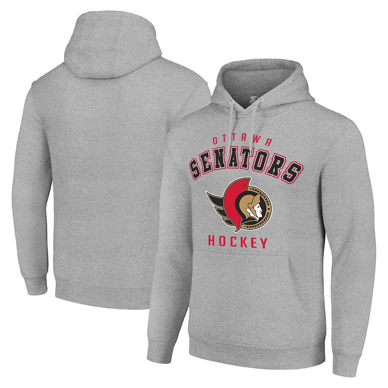 Men's Starter Heather Gray Ottawa Senators  Logo Pullover Hoodie