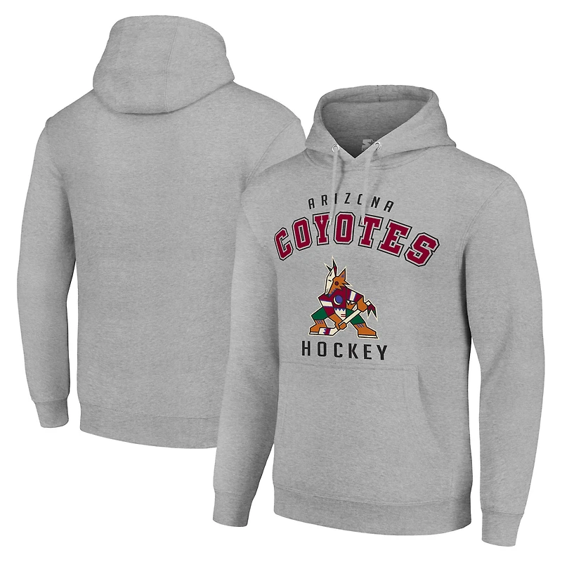 Men's Starter Heather Gray Arizona Coyotes Logo Pullover Hoodie